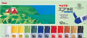 ぺんてる 絵の具 エフ水彩 WFC1-12 ポリチューブ入り 12色