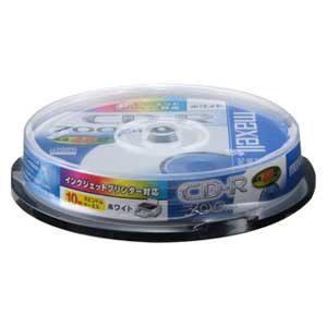 maxell データ用 CD-R 700MB 48倍速対応 インクジェットプリンタ対応ホワイト10枚 スピンドルケース入 CDR700S.ST.PW10SP