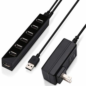 エレコム USB2.0 ハブ 7ポート ACアダプタ付 セルフ/バス両対応 個 マグネット付 1.5m ブラック U2H-Z7SBK