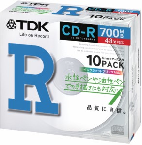 TDK データ用 CD-R 700MB 48X ホワイトプリンタブル 10枚パック CD-R80PWX10A