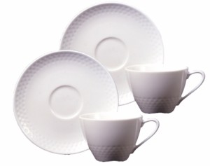 Noritake ノリタケ カップ ＆ ソーサー ( ペアセット ) ( コーヒー ティー 兼用) 210cc リズモホワイト 電子レンジ対応 食洗機対応 2客 