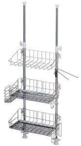 アーネスト 【日本製】 水切りかご (突っ張り) ステンレス 3段 (スリム) 隙間収納 大手飲食店愛用ブランド A-75814 37.5×18×69-110cm