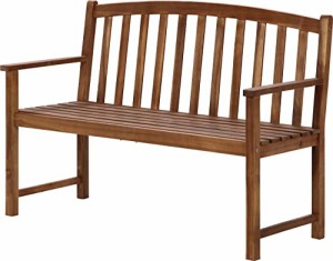 不二貿易 ガーデン ベンチ 長椅子 幅128.4×奥行58.6×高さ90cm ナチュラル 屋外 木製 組立商品 82064