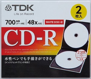 TDK CD-R80PWD2A-H データ用CD-R 2枚組 ホワイト