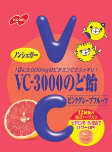 ノーベル製菓 VC-3000のど飴 ピンクグレープフルーツ 90g×6袋 (ケース販売)