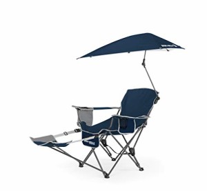 スポーツブレラ(SportBrella) パラソル リクライニングチェア ミッドナイトブルー 高さ99.1cm UVカット 取り外し可能な傘とフットレスト