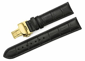 iStrap 時計ベルト 19mm カーフレザー腕時計バンド 革ベルト ゴールデンDバックル尾錠付き