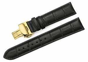 iStrap 時計ベルト 21mm カーフレザー腕時計バンド 革ベルト ゴールデンDバックル尾錠付き
