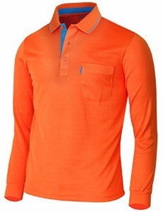 ビシルポール メンズスポーツウェアポロシャツ機能性カジュアルシャツ-L-orange M