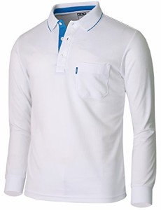 ビシルポール メンズスポーツウェアポロシャツ機能性カジュアルシャツ-L-white L