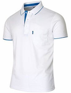 ビシルポール メンズスポーツウェアポロシャツ機能性カジュアルシャツ-S-white M
