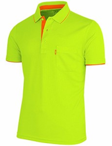ビシルポール メンズスポーツウェアポロシャツ機能性カジュアルシャツ-S-green S