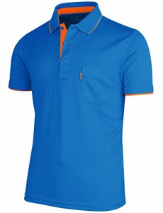 ビシルポール メンズスポーツウェアポロシャツ機能性カジュアルシャツ-S-blue 3XL