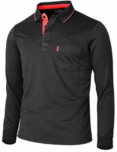 ビシルポール メンズスポーツウェアポロシャツ機能性カジュアルシャツ-L-black M