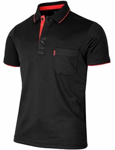 ビシルポール メンズスポーツウェアポロシャツ機能性カジュアルシャツ-S-black XL