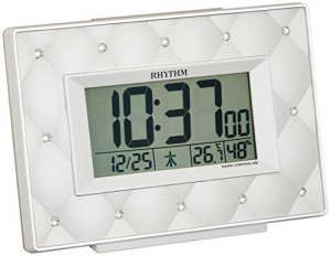 リズム(RHYTHM) 目覚まし時計 電波時計 デジタル クリスタル 飾り ベージュ パール 9.9×13.9×5.1cm フィットウェーブアビスコ 8RZ167SR