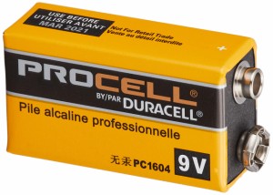 【DURACELL】 デュラセル(Duracell) PROCELLプロセル 9V電池 エフェクター/楽器用アルカリ電池 1個 DP-9V-1pcs