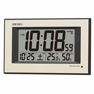 セイコークロック(Seiko Clock) セイコー クロック掛け時計 自動点灯 電波 デジタル カレンダー 温度 湿度 表示 夜でも見える 薄金色 パ