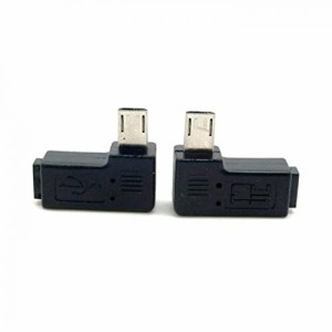 Cablecc 2個9 mmロングコネクター90度左＆右角度付きマイクロUSB 2.0オスtoメス延長アダプタCablecc