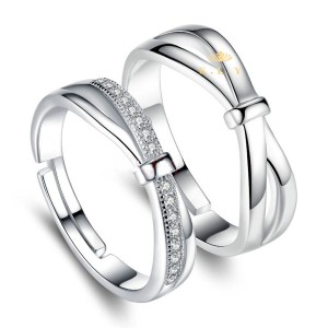 K.L.Y 愛の証 ペアリング ジュエリーレディースリング 純銀指輪 メンズリング キラキラ結婚 婚約指輪 フリーサイズ 調整可 (個別販売)