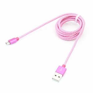 クオリティトラスト 急速充電通信 高耐久アルミ+メッシュ microUSBケーブル 1.2m 2.4A対応 ピンク QX-046PK