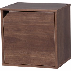 アイリスオーヤマ(IRIS OHYAMA) カラーボックス 棚 本棚 収納 組み合わせ自由 キュビック 幅34.9×奥行29×高さ34.4cm ブラウン ドア付 C