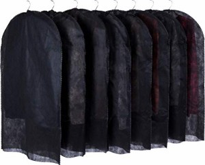 [送料無料]アストロ 衣類カバー ブラック フリル調 ショートサイズ 8枚組 洋服カバー 両面不織布
