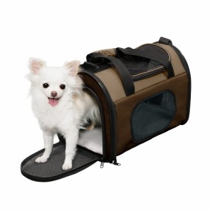 アイリスオーヤマ 犬 猫 キャリー 折りたたみ 収納付 シートベルト固定可 ブラウン 超小型犬・猫 