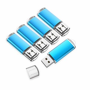 KEXIN USBメモリ・フラッシュドライブ 8GB 5個セットUSB 2.0 USBメモリースティック キャップ式 データ転送 Windows PCに対応 青色