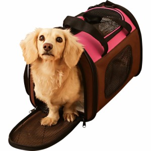 アイリスオーヤマ ペットキャリー 折りたたみ 収納付 シートベルト固定可 ピンク 超小型犬・猫 Sサイズ