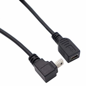 ViViSun USB2.0-Mini B延長ケーブル USB2.0-Mini B to Mini B 5PINケーブル オスtoメス L型 90°方向変換ケーブル データ転送＆充電対応 