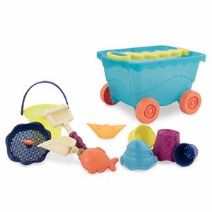 [送料無料]B. toys 砂場セット トラベルビーチワゴン 砂遊びおもちゃ11点セット （ブルー）
