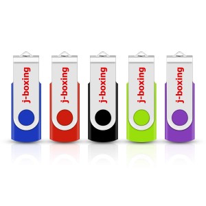 5個セット USBメモリ 8GB J-boxing USBフラッシュドライブ 回転式 高速 USBフラッシュメモリー ストラップホール付き（青、赤、黒、緑、