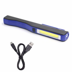 AOIF COB LED 作業灯 ペン型 強力320ルーメン ミニ懐中電灯 ペンライト 先端LED付 （クリップ＆マグネット付） USB充電式ワークライト 広