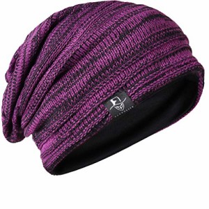 FORBUSITE メンズ 大きいサイズのニット帽 ニットキャップ ゆるビーニー帽 オールシーズン ユニセ ックス B5001(Purple with Black)