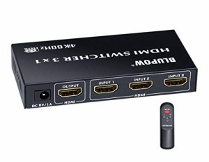 BLUPOW HDMI切替器 3入力1出力 4K 60Hz HDR 3D HDMI2.0 HDCP2.2対応 hdmiセレクター hdmiスイッチ PS4・Xbox・Bluーray palyer・HD D V D