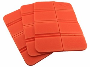 【3個セット】 折り畳み マット 座布団 8つ折り 軽量 コンパクトで持ち 運びに便利 (オレンジ)