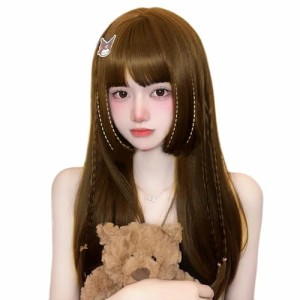 風追い少女 ウィッグ ロング 姫髪 姫カット ストレート レディース フルウィッグ 人気 日常 原宿 ロリータ wig(ネット付き)