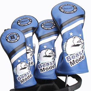 Guiote ゴルフヘッドカバー Golf head covers クラブヘッドカバー ウッドカバー ドライバー 新デザイン 交換可能な番号タグ付き(#2.#3.#4