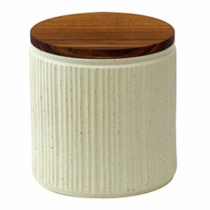LOLO | キャニスター 白 | 420ml | 陶器 | チーク | 木蓋 | 保存容器 | 日本製 | 和食器 |