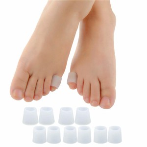 Povihome 足指 足爪 保護キャップ 小指 5ペア，足の小指保護， 白い 足 指 キャップ