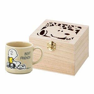 山加商店 「 PEANUTS(ピーナッツ) 」 スヌーピー カラフル ピーナッツ マグカップ ベストフレンズ柄 (木箱入) SN453-11H ベージュ 350ml