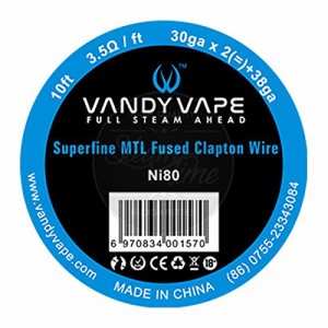 【VANDY VAPE 】MTLに最適　Super Fine MTL Fused Clapton Wire　スーパーファインクラプトンワイヤー (Ni80)