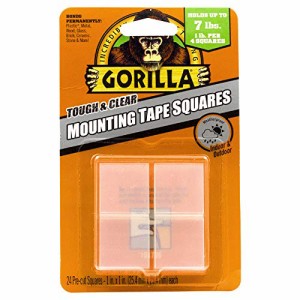 Gorilla (ゴリラ) タフ クリア 両面取り付けテープ 正方形 24 1インチ 正方形カット済み クリア (1パック)