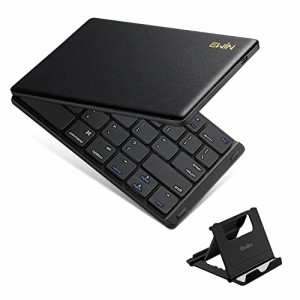 Ewin 新型 Bluetooth キーボード 折りたたみ式 ワイヤレス キーボード 157g 超軽量 薄型 無線 レザーカバー ワイヤレスIOS/Android/Windo