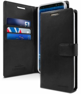 Goospery Galaxy S9 Case (2018) 手帳型ケース カード収納 PU レザー カバー QI対応 ブルームーンケース (ブラック) S9-BLM-BLK