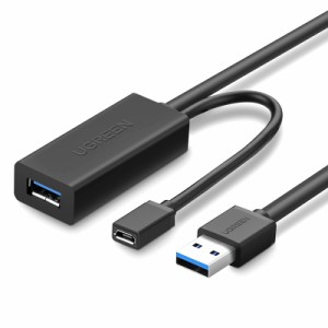 UGREEN USB 延長ケーブル 5m USB3.0 延長 ロング USB リピーターケーブル アクティブ式 信号強化 Micro USB給電ポート付き