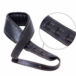 ギターストラップ ベースストラップ Guitar Strap,Soft Leather Guitar Strap＆Bass Strap 幅9cm 長さ調整103-153cm 2つのギターピックを