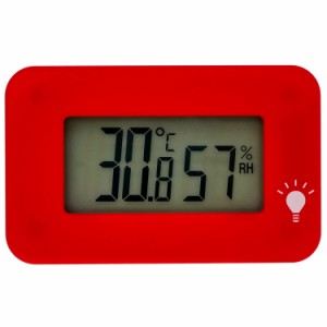 エンペックス 温湿度計 デジタル シュクレ・イルミー 卓上 3.3×5.2cm バックライト 付き レッド TD-8338