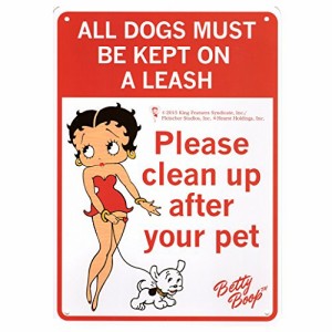 BETTY BOOP プラスチック サインボード プレート （Please Clean Up After Your Pet） ベティブープ ベティちゃん アメリカン雑貨 ベティ